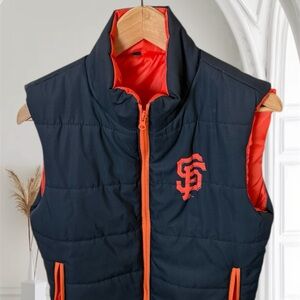 San Francisco Giants Orange and Black Puffer Vest (Unisex)